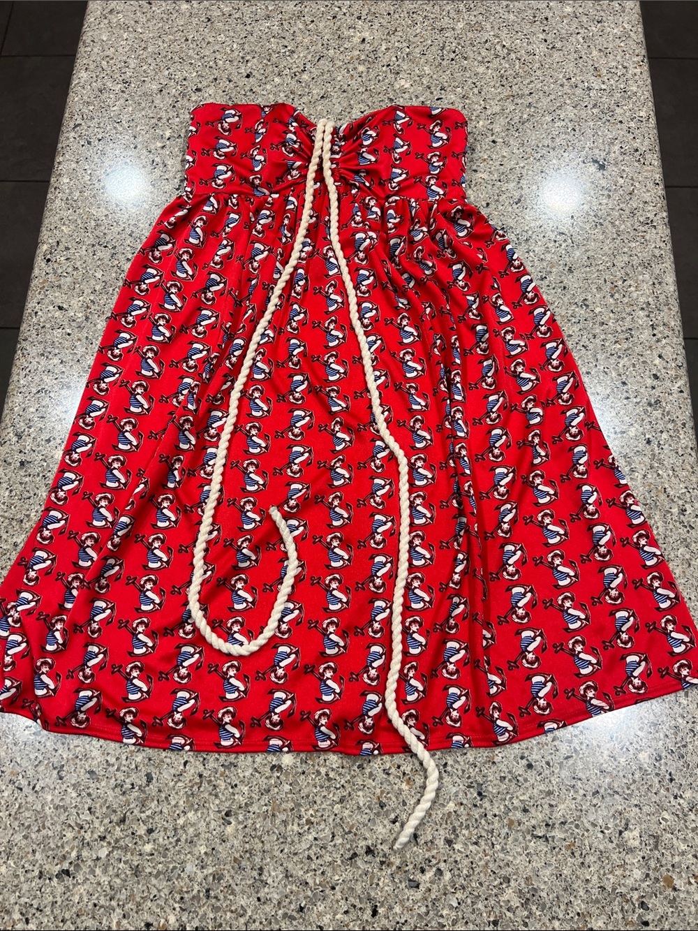 Betsey Johnson small USA made s pinup nautical red sailor z16